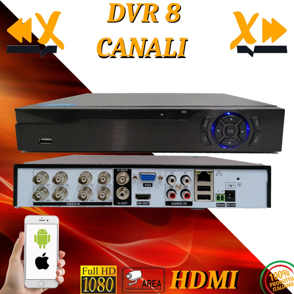 DVR 8 canali videosorveglianza AHD/NVR kit completo di montaggio Hard Disk OMAGGIO