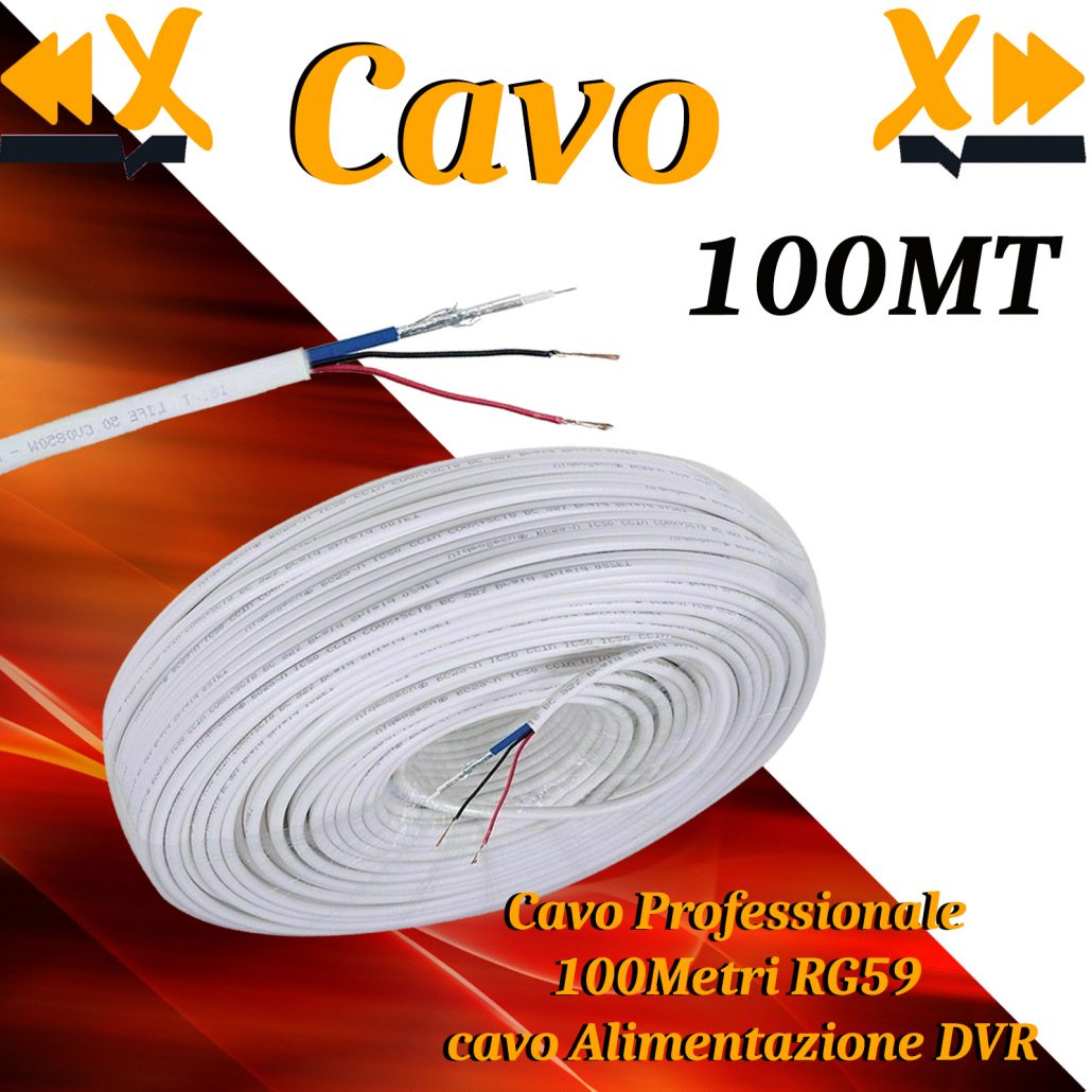 cavo video matassa 100mt RG59 alimentazione per telecamera videosorveglianza