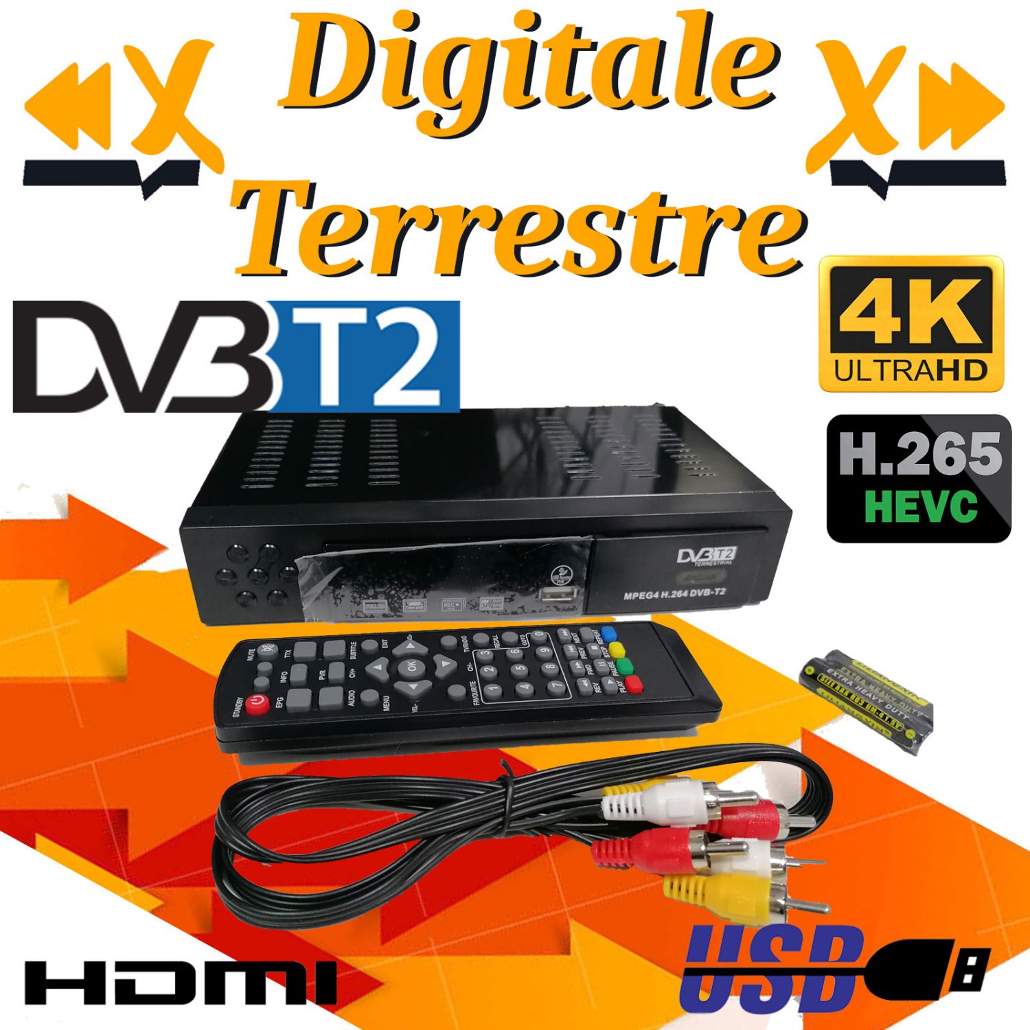DECODER DIGITALE TERRESTRE DVB-T3 HD 4K USB HDMI LAN CON TELECOMANDO Q-DV800