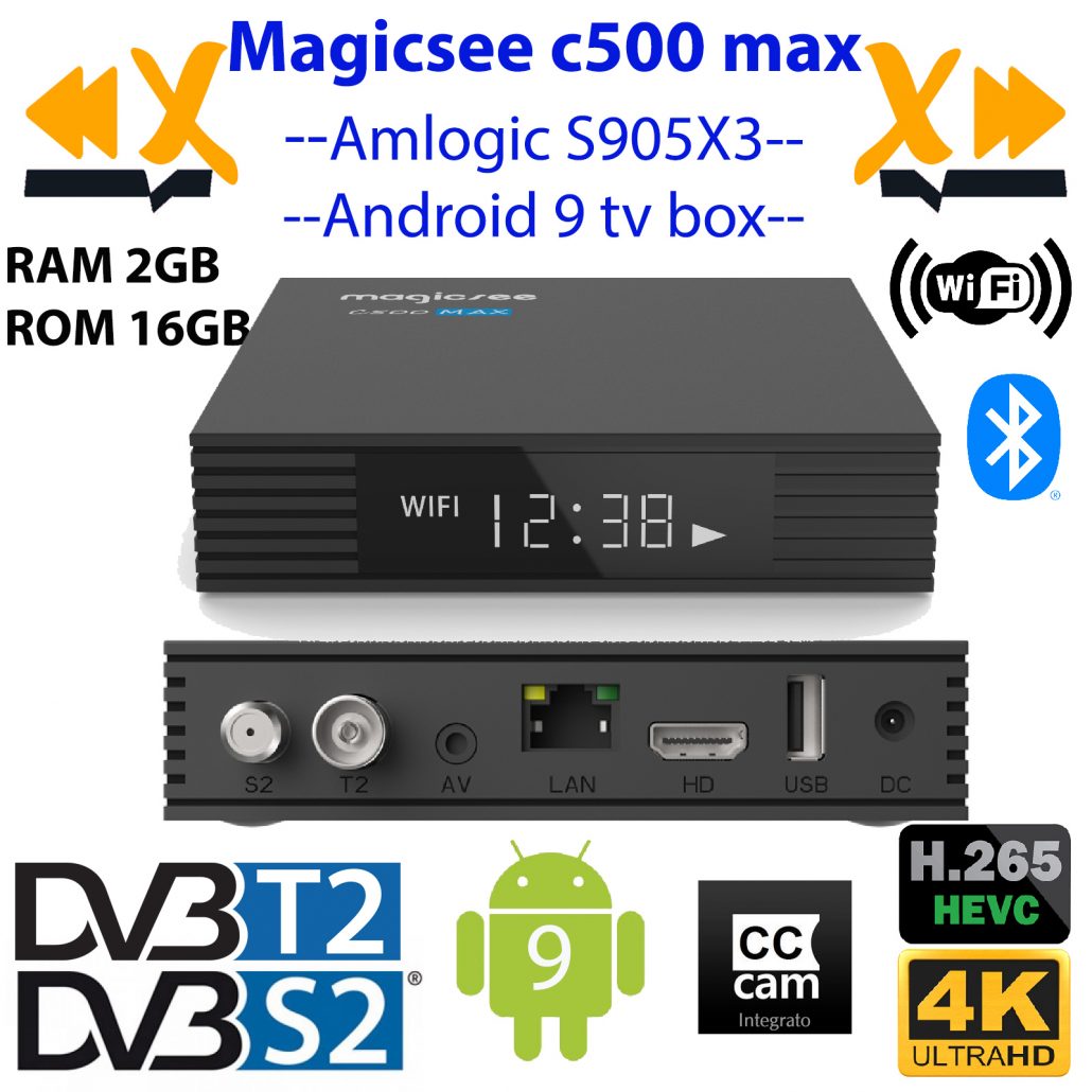 Decoder Combo DVB-T2/S2 Magic See C500 Max Smart Android 9 Hybrid Hevc 4K
