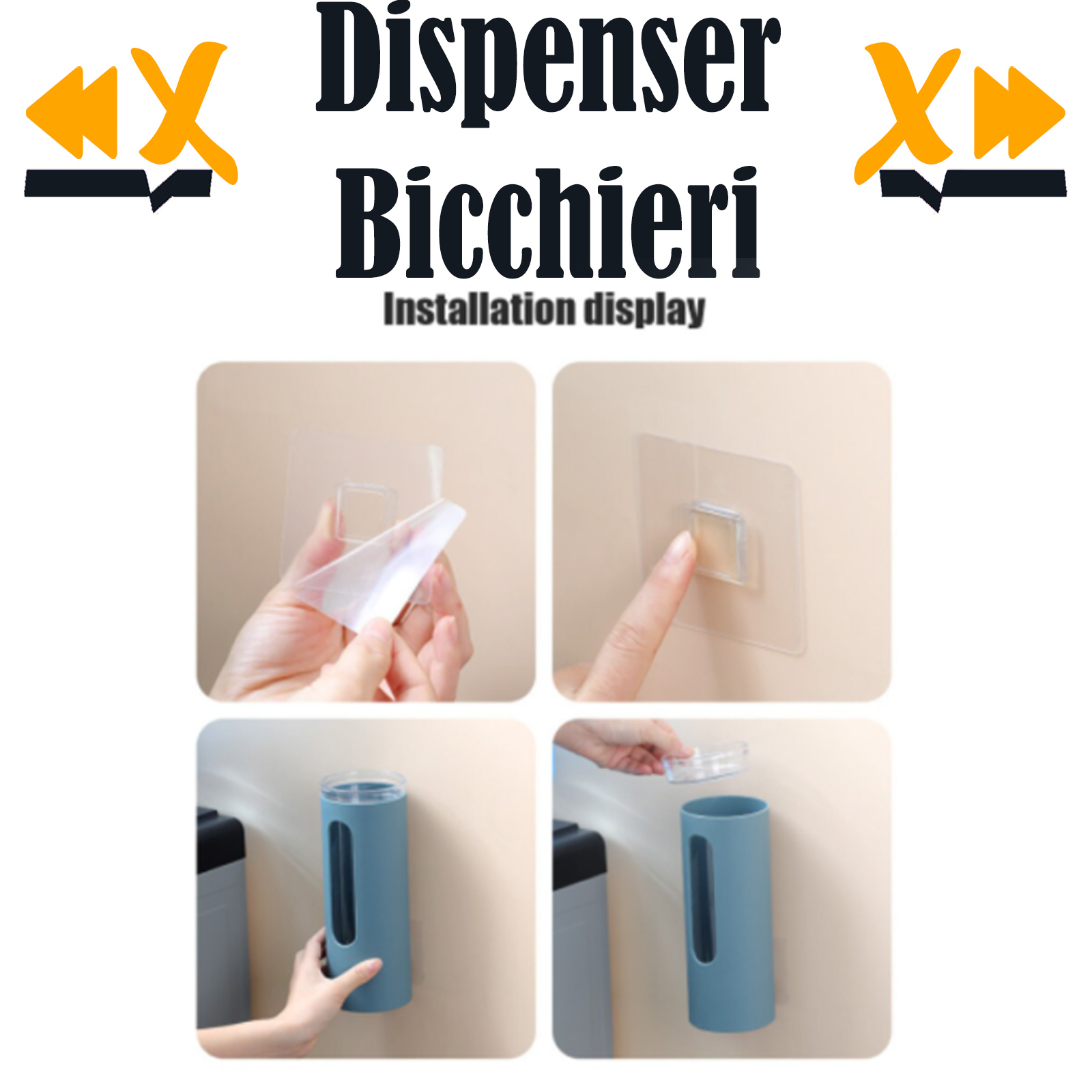 Porta Bicchieri Dispenser Distributore a Muro Bicchieri di Carta Plastica  da
