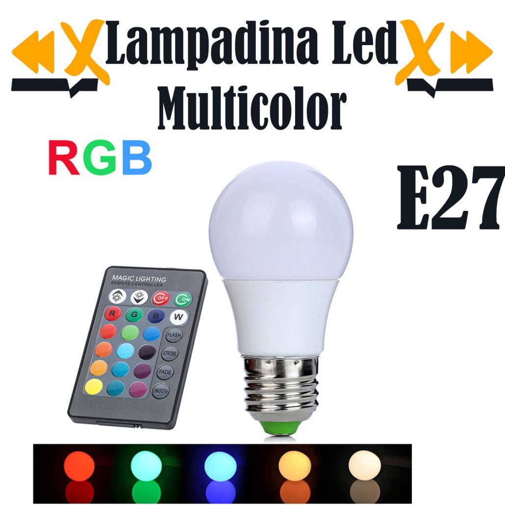 Lampadina Multicolor led E27 5W 7W controllata con telecomando led colorato
