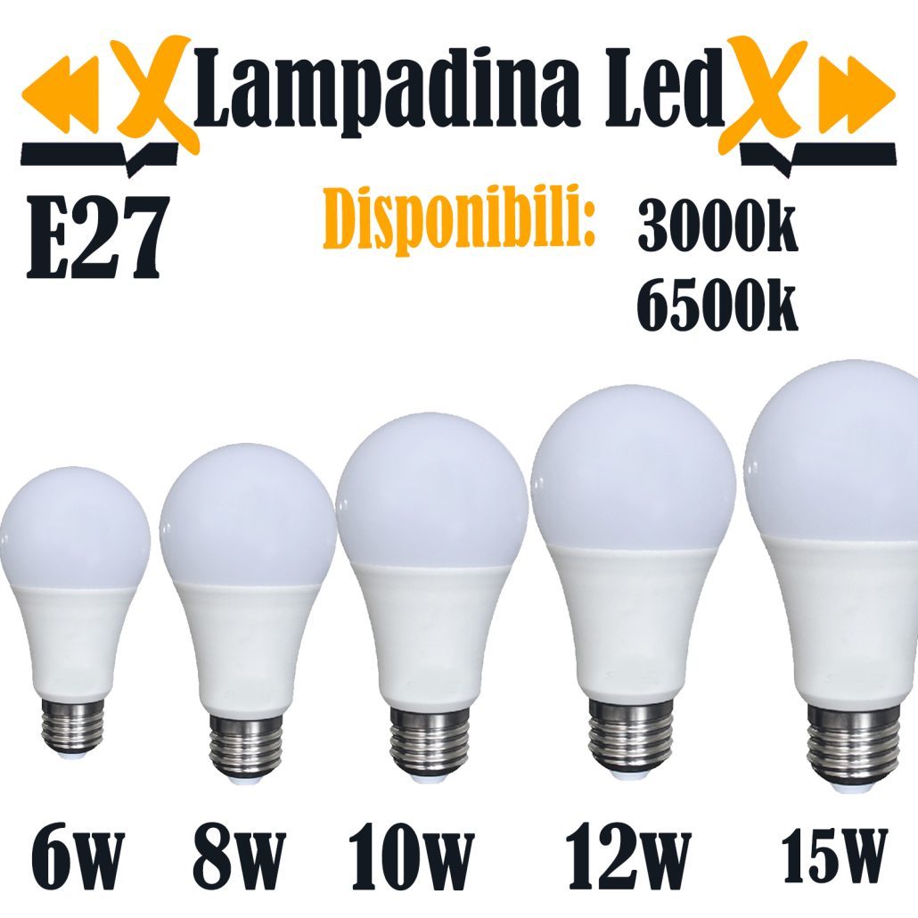 Lampadine a Led 3pz vari watt Luce Fredda 6500k Luce Calda 3000k Connettore E27